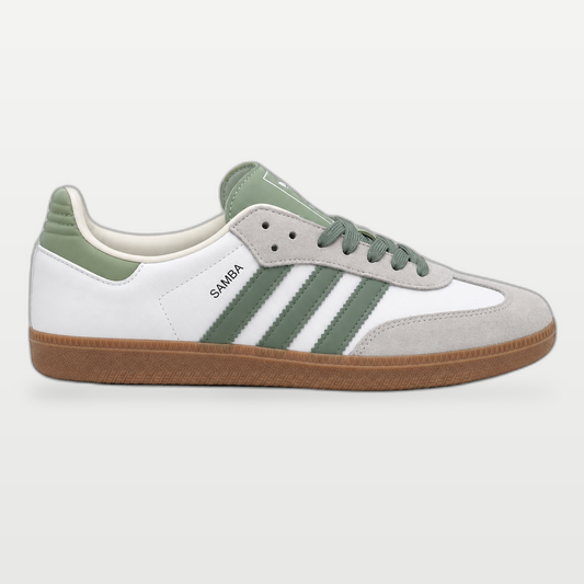 Adidas Samba Blanco con Verde Militar